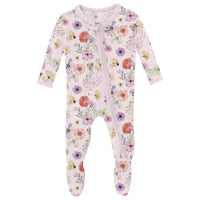 Print  Footie with Zipper